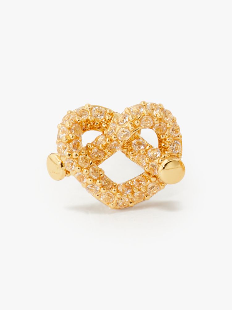 Kate Spade,loves me knot pavé mini studs,earrings,Clear/Gold