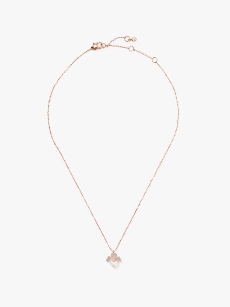 Kate Spade,precious pansy mini pendant,necklaces,Cream Multi/Rose Gold