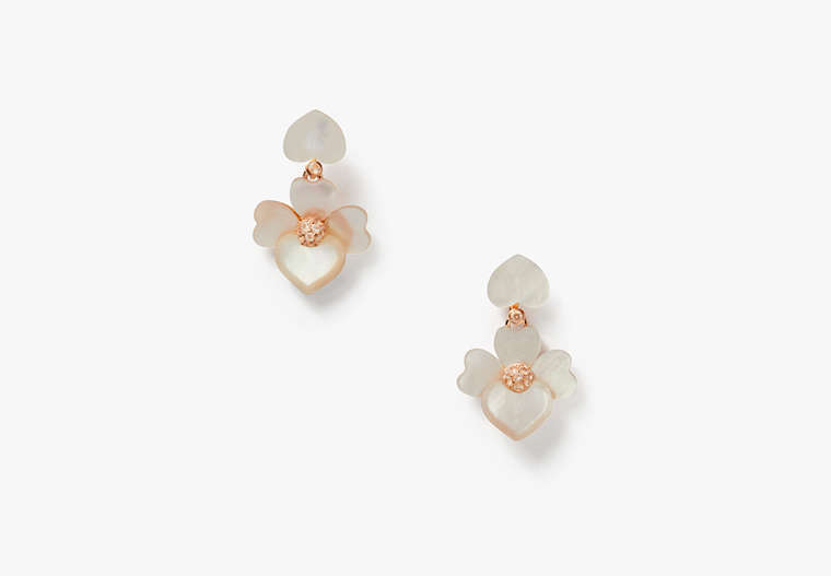 Kate Spade,precious pansy drop earrings,earrings,Cream Multi/Rose Gold image number 0