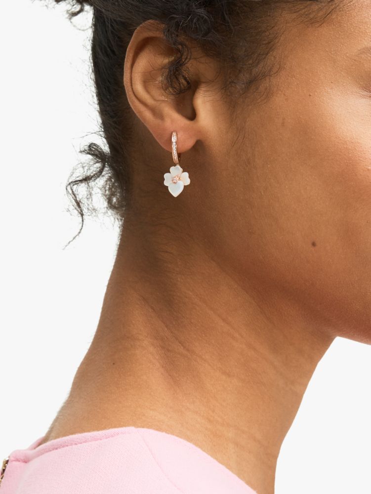 Precious Pansy Pavé Drop Mini Hoops