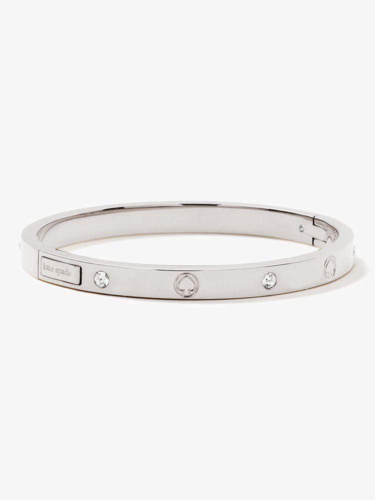 Kate Spade,Infinite Spade Engraved Spade Bangle,Glass,Crystal,Cubic Zirconia,Gem Embellishment,Yellow Gold Plated,Casual,Work,Clear