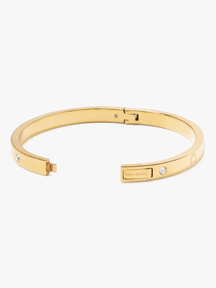 Kate Spade,Infinite Spade Engraved Spade Bangle,Glass,Crystal,Cubic Zirconia,Gem Embellishment,Yellow Gold Plated,Casual,Work,Clear