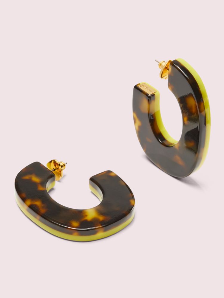 Kate Spade,gleaming resin hoops,earrings,Flo Yellow