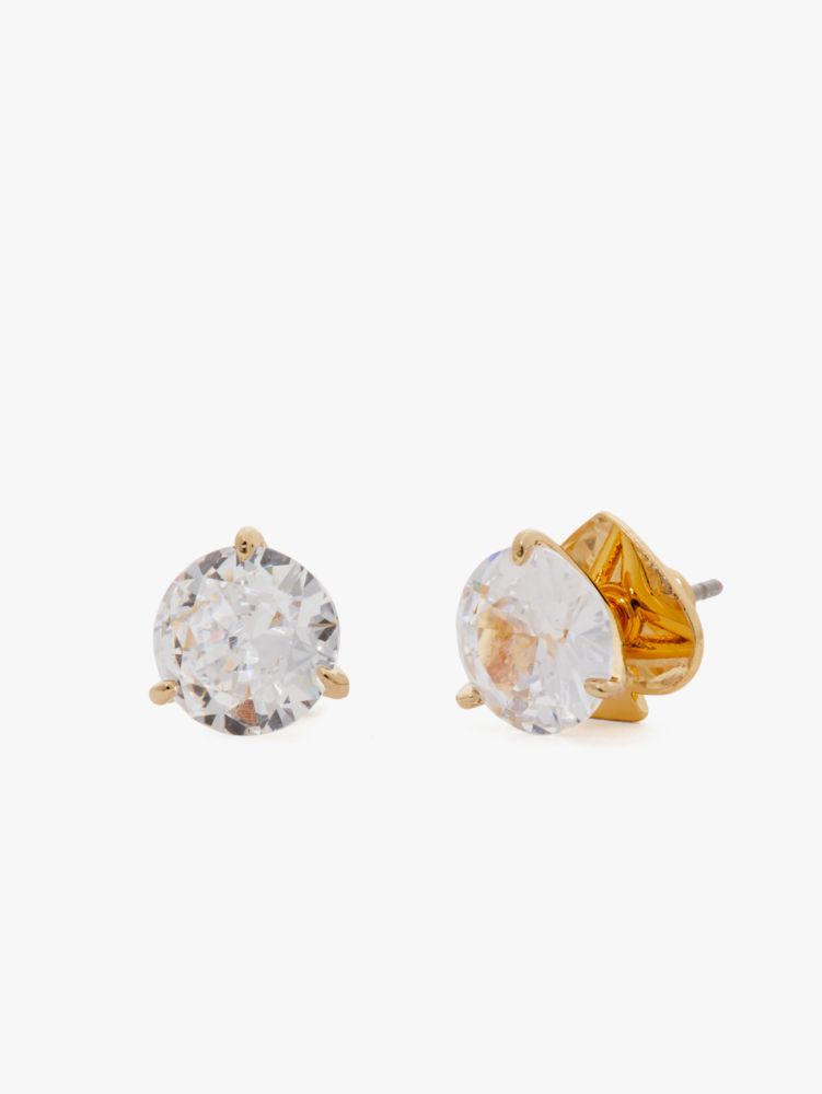 Kate Spade,brilliant statements tri-prong studs,earrings,Clear/Gold