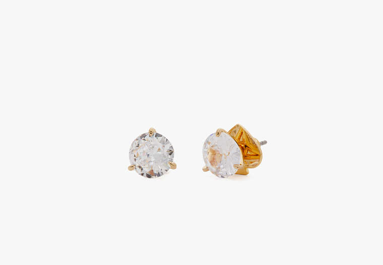 Kate Spade,brilliant statements tri-prong studs,earrings,Clear/Gold