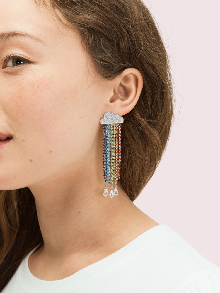 Kate Spade,into the sky rainbow fringe linear earrings,earrings,Multi