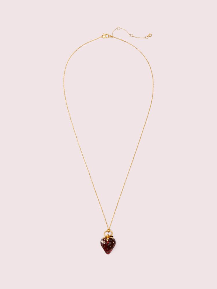 Kate Spade,tutti fruity strawberry mini pendant,necklaces,Deep Nova