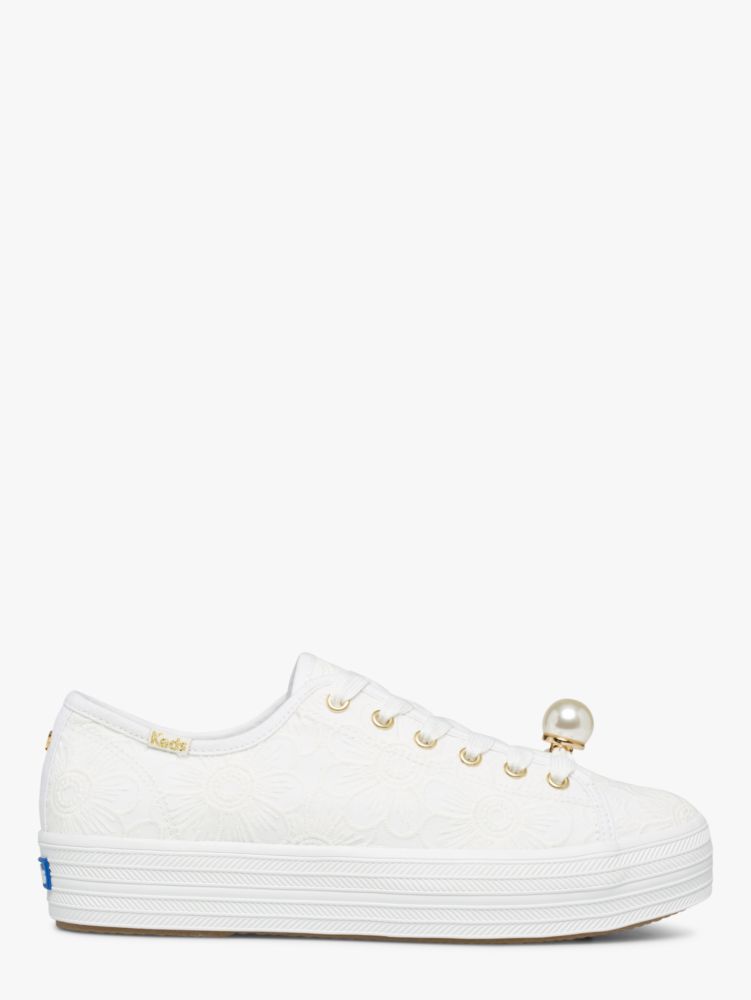 Keds X Kate Spade New York Triple Kick Floral Eyelet Pearl Sneakers Kate Spade New York Kate Spade New York