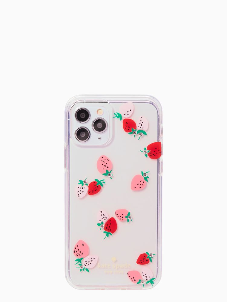 New Kate Spade New York iPhone 12 Mini Flexible Clear Strawberry with gems  Case