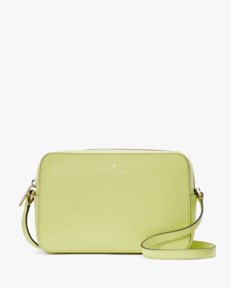 Kate Spade,Harper Crossbody,Leather,Crossbody,Logo,Word Embellishment,Lined,Gold Metal,Casual,Green