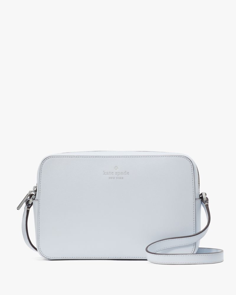 Kate Spade,Harper Crossbody,Leather,Crossbody,Logo,Word Embellishment,Lined,Gold Metal,Casual,Blue