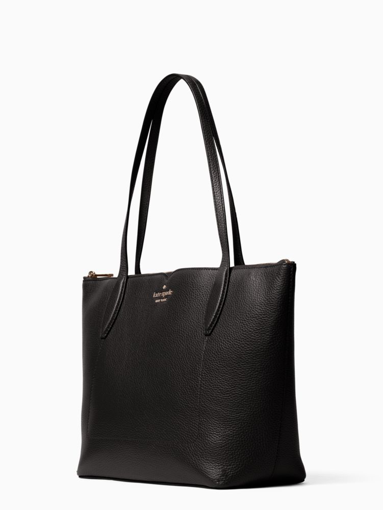 Kate Spade,Harlow Medium Tote,Leather,Tote,Metal,Logo,Lined,Work,Black