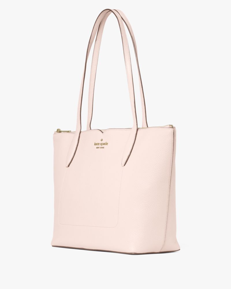 Kate Spade,Harlow Medium Tote,Leather,Tote,Metal,Logo,Lined,Work,Pink