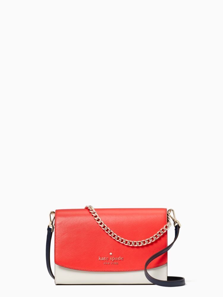 Kate Spade,Carson Convertible Crossbody,Crossbody,Chain Detail,Color Block,Logo,Word Embellishment,Gold Metal,Day Party,