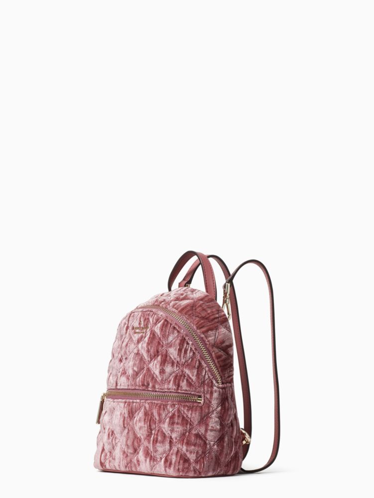 Kate Spade Natalie Crushed Velvet Convertible Mini Backpack (Pomegranate  Pink)