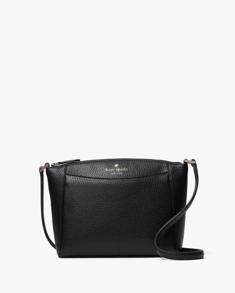 Kate Spade,Monica Small Crossbody,Leather,Crossbody,Logo,Word Embellishment,Casual,Black