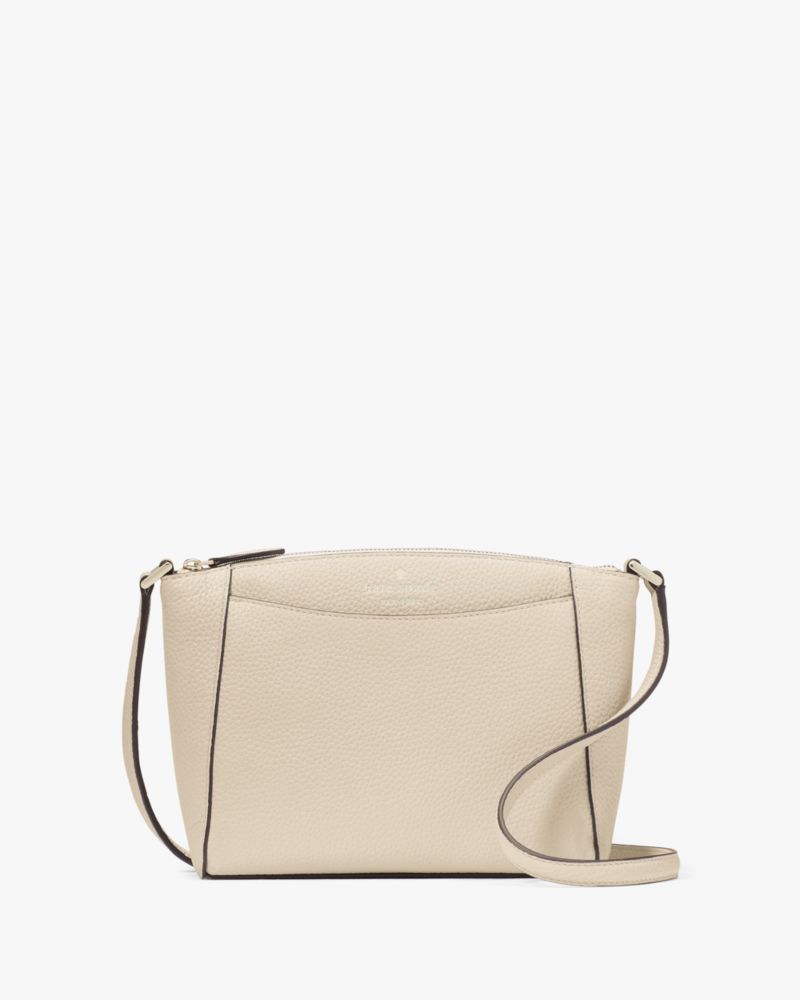 Kate Spade,Monica Small Crossbody,Leather,Crossbody,Logo,Word Embellishment,Casual,Beige