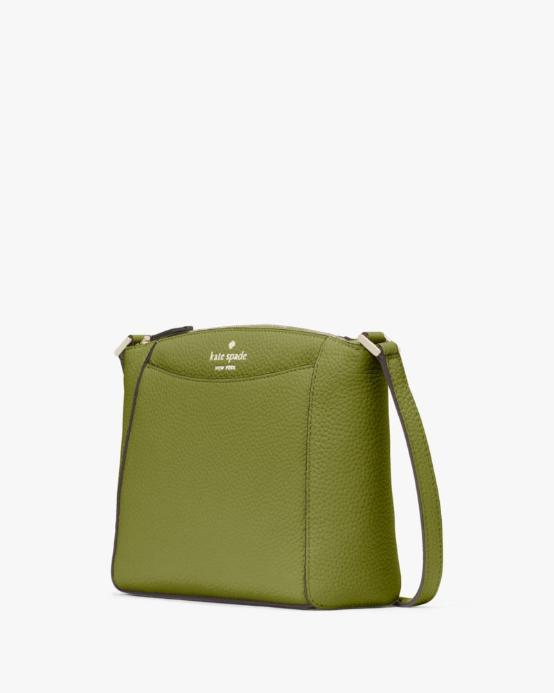 Kate Spade,Monica Small Crossbody,Leather,Crossbody,Logo,Word Embellishment,Casual,Olive