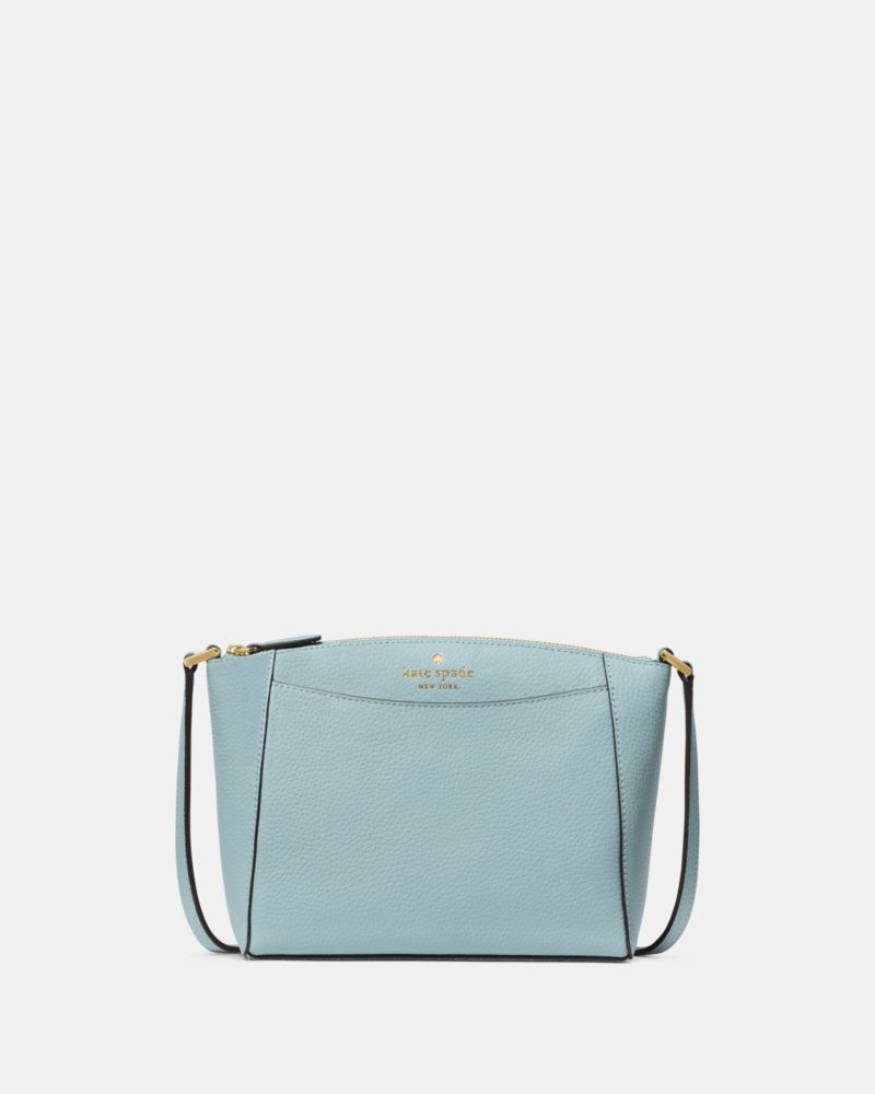 Kate Spade,Monica Small Crossbody,Leather,Crossbody,Logo,Word Embellishment,Casual,Blue