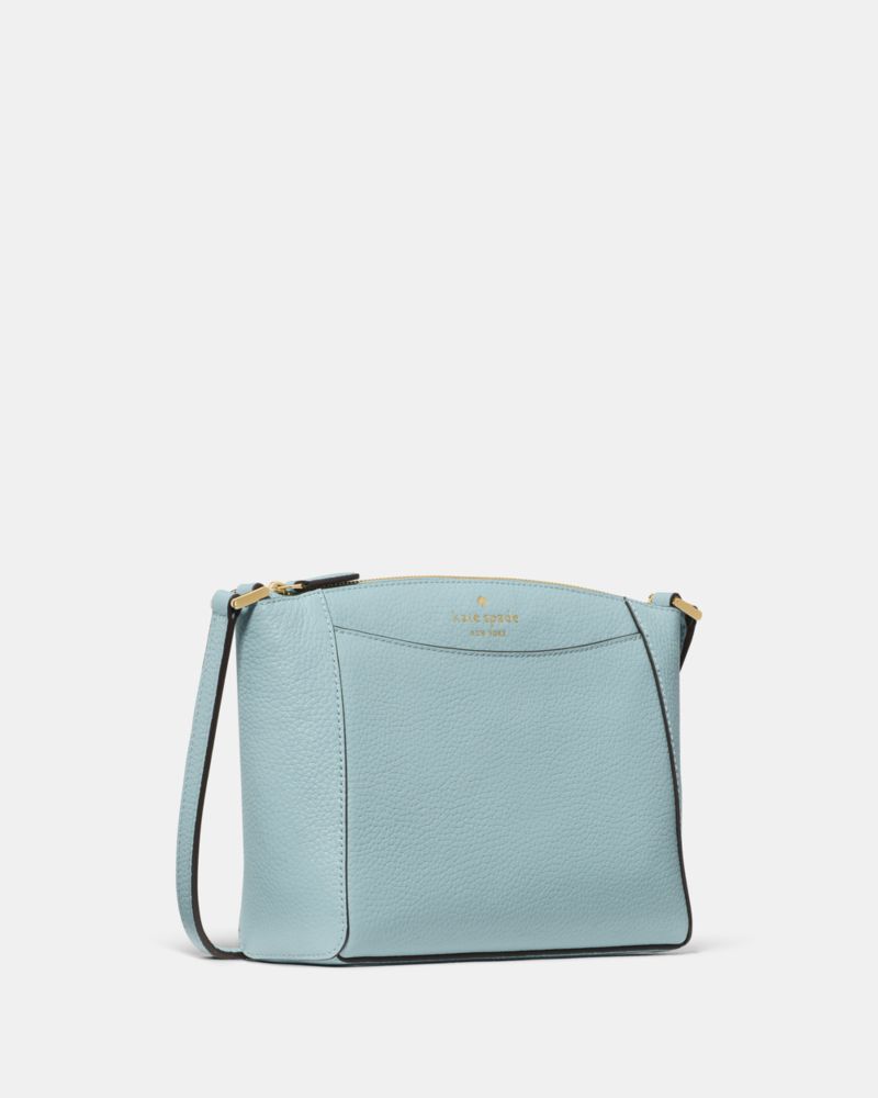 Kate Spade,Monica Small Crossbody,Leather,Crossbody,Logo,Word Embellishment,Casual,Blue