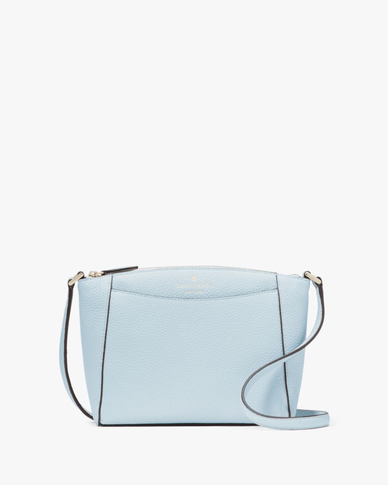 Kate Spade,Monica Small Crossbody,Leather,Crossbody,Logo,Word Embellishment,Casual,Blue