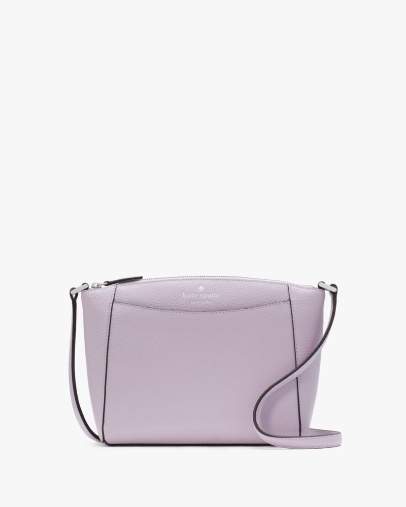 Kate Spade,Monica Small Crossbody,Leather,Crossbody,Logo,Word Embellishment,Casual,Lavender