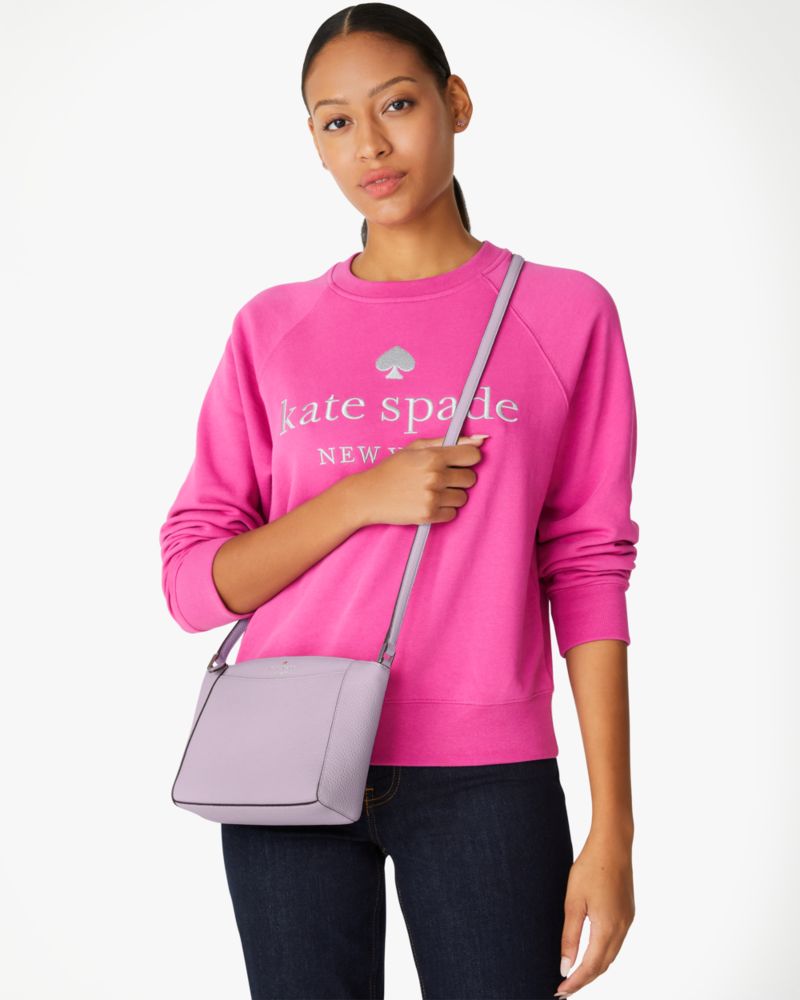 Kate Spade,Monica Small Crossbody,Leather,Crossbody,Logo,Word Embellishment,Casual,Lavender