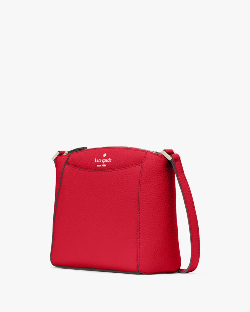 Kate Spade,Monica Small Crossbody,Leather,Crossbody,Logo,Word Embellishment,Casual,Red