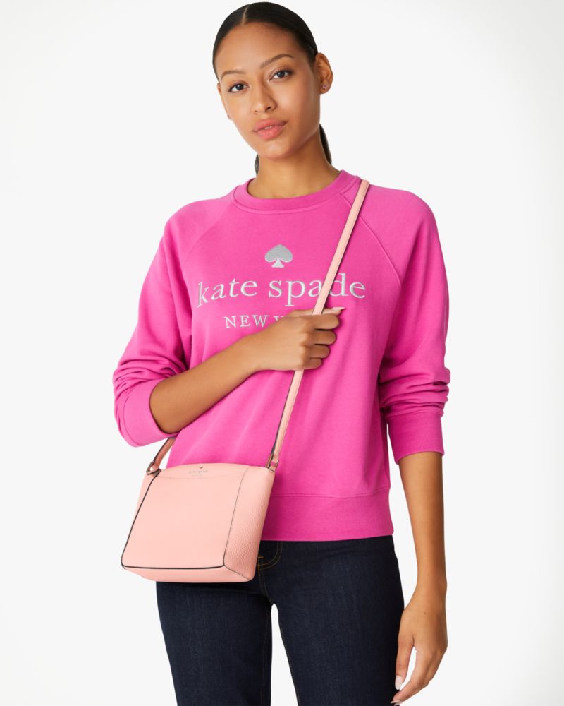 Kate Spade,Monica Small Crossbody,Leather,Crossbody,Logo,Word Embellishment,Casual,Pink