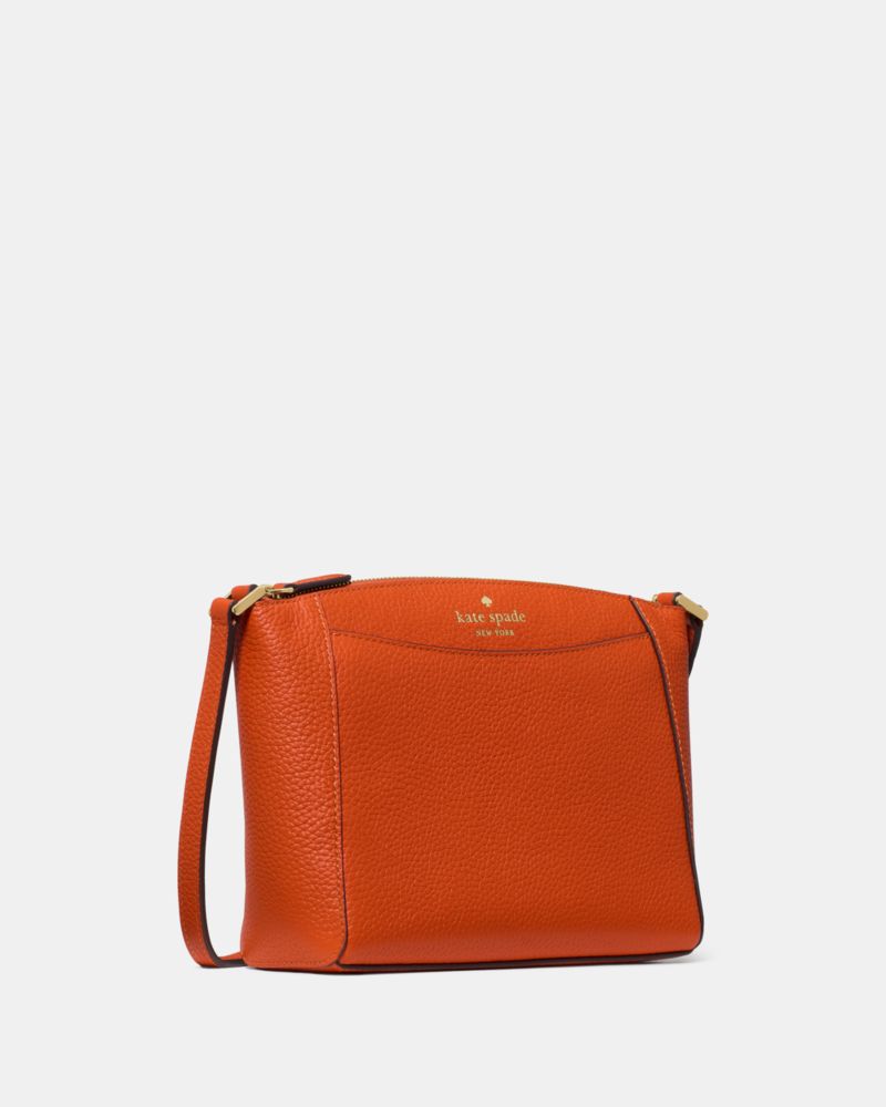 Kate Spade,Monica Small Crossbody,Leather,Crossbody,Logo,Word Embellishment,Casual,Burnt Orange