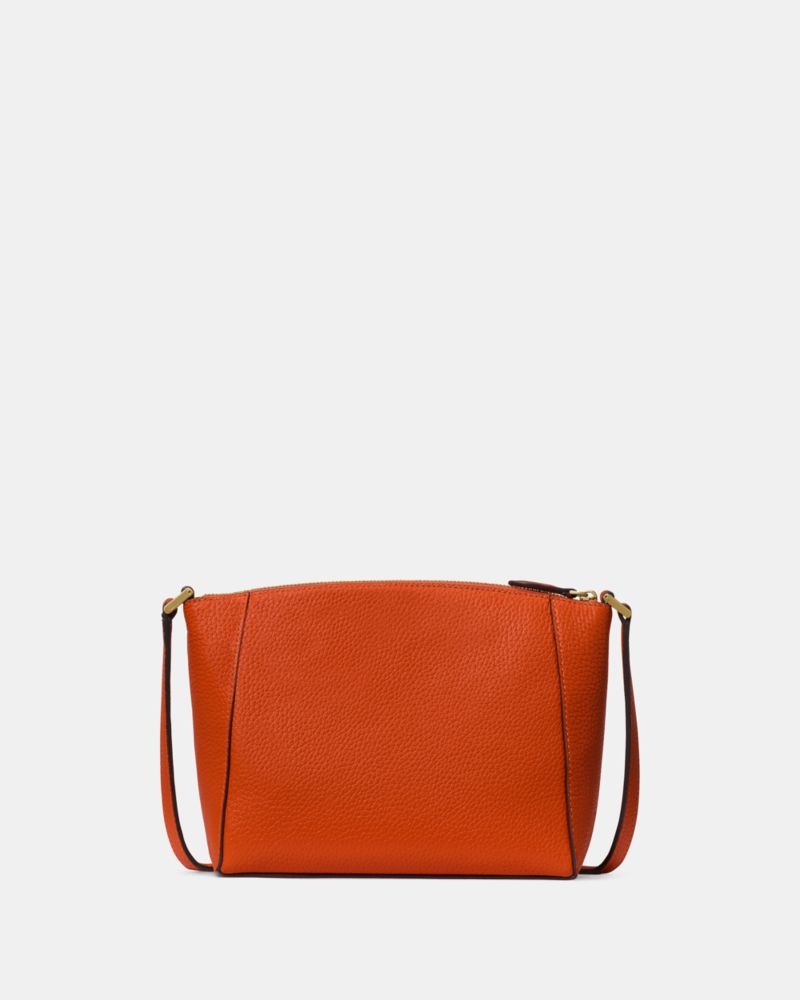 Kate Spade,Monica Small Crossbody,Leather,Crossbody,Logo,Word Embellishment,Casual,Burnt Orange