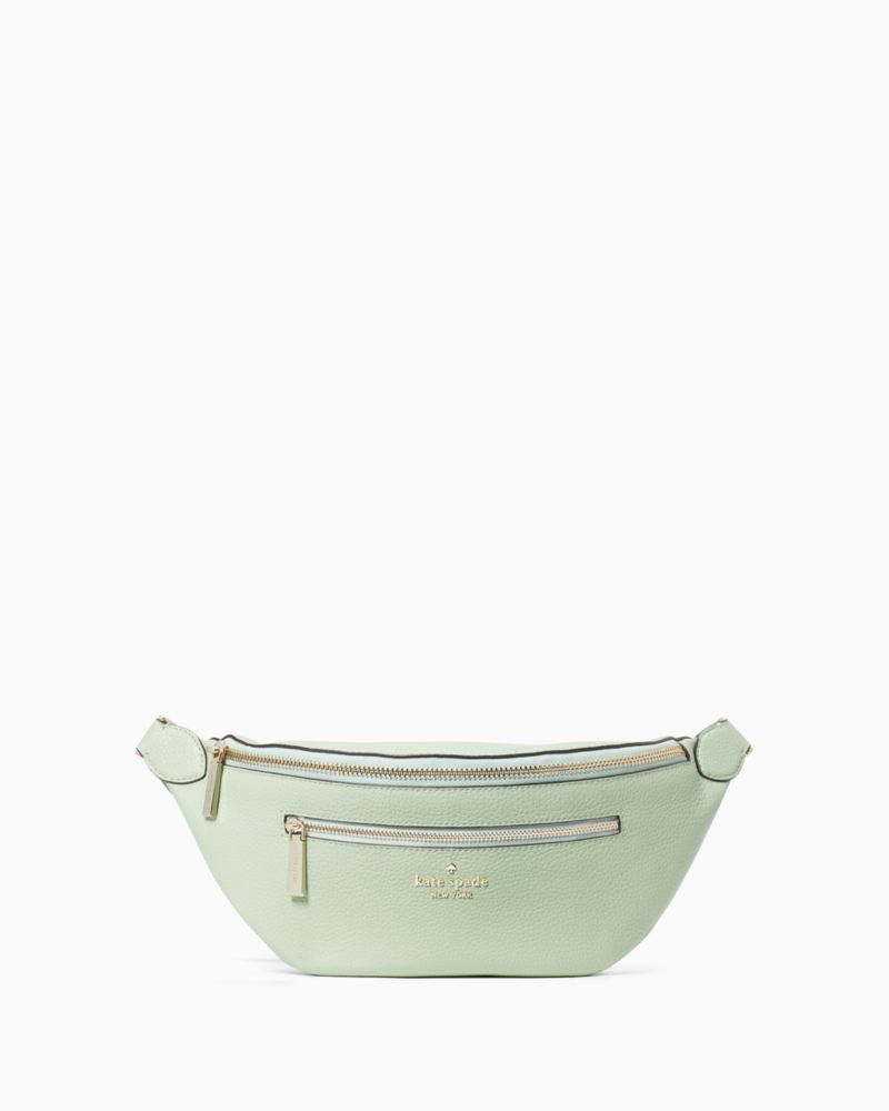 Kate Spade,Leila Belt Bag,Leather,Belt Bag,Logo,Word Embellishment,Lined,Gold Metal,Casual,