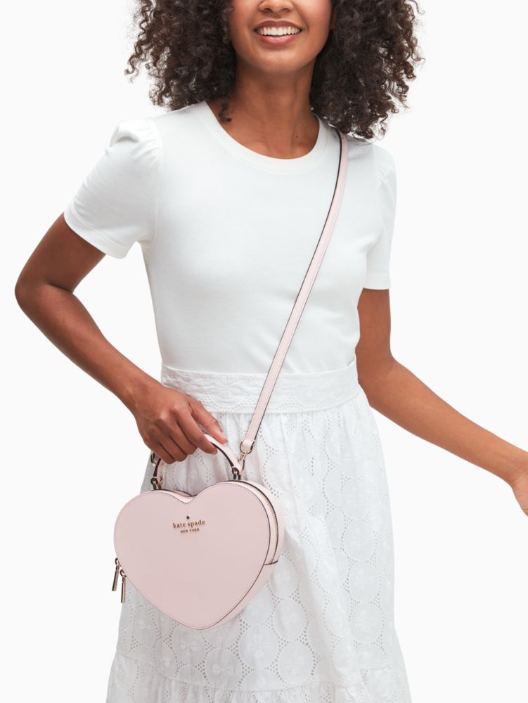 Rose Pink Heart Shaped Handbag, Pink Heart Pearl Strap Bag