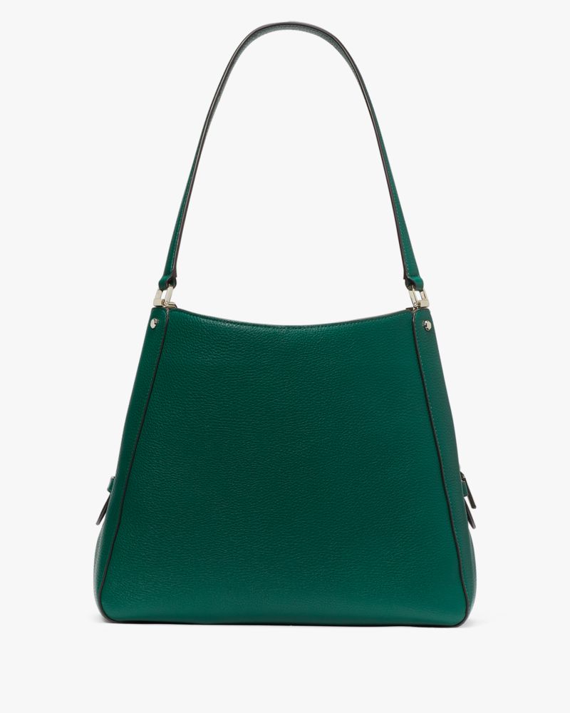 Kate Spade,Leila Medium Triple Compartment Shoulder Bag,Leather,Shoulder Bag,Metal,Logo,Lined,Gold Metal,Work,