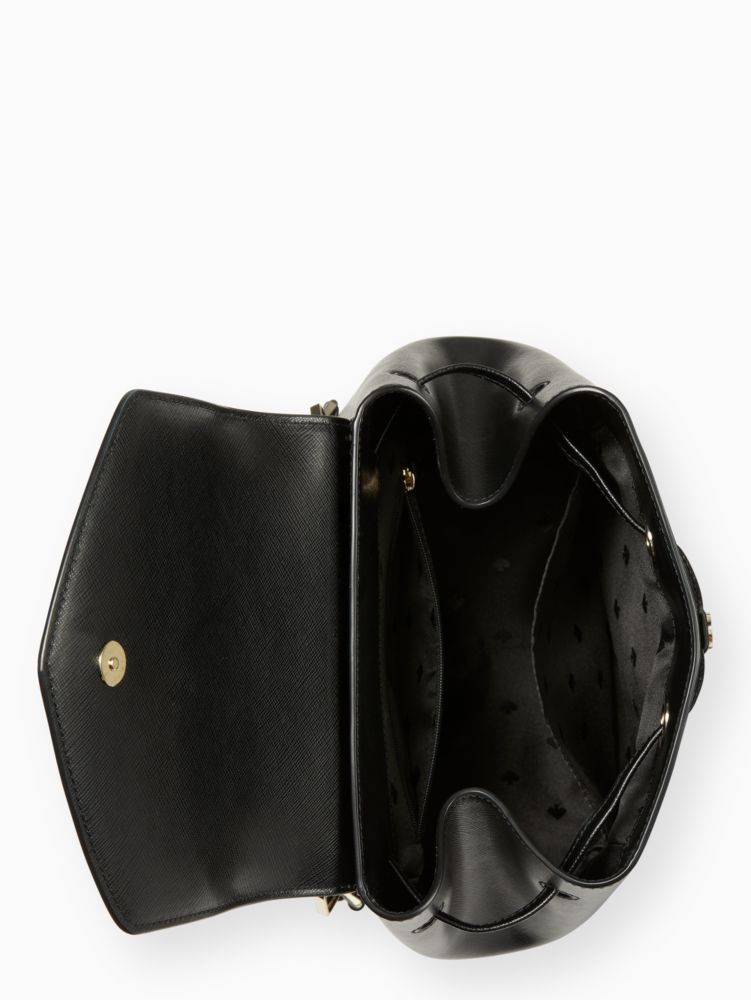 Kate Spade,Lizzie Medium Flap Backpack,Leather,Backpack,Logo,Metal,Lined,Gold Metal,Casual,