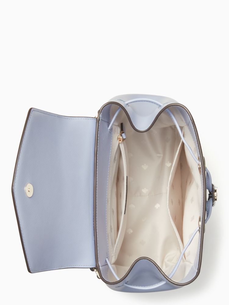 Kate Spade,Lizzie Medium Flap Backpack,Leather,Backpack,Logo,Metal,Lined,Gold Metal,Casual,Blue