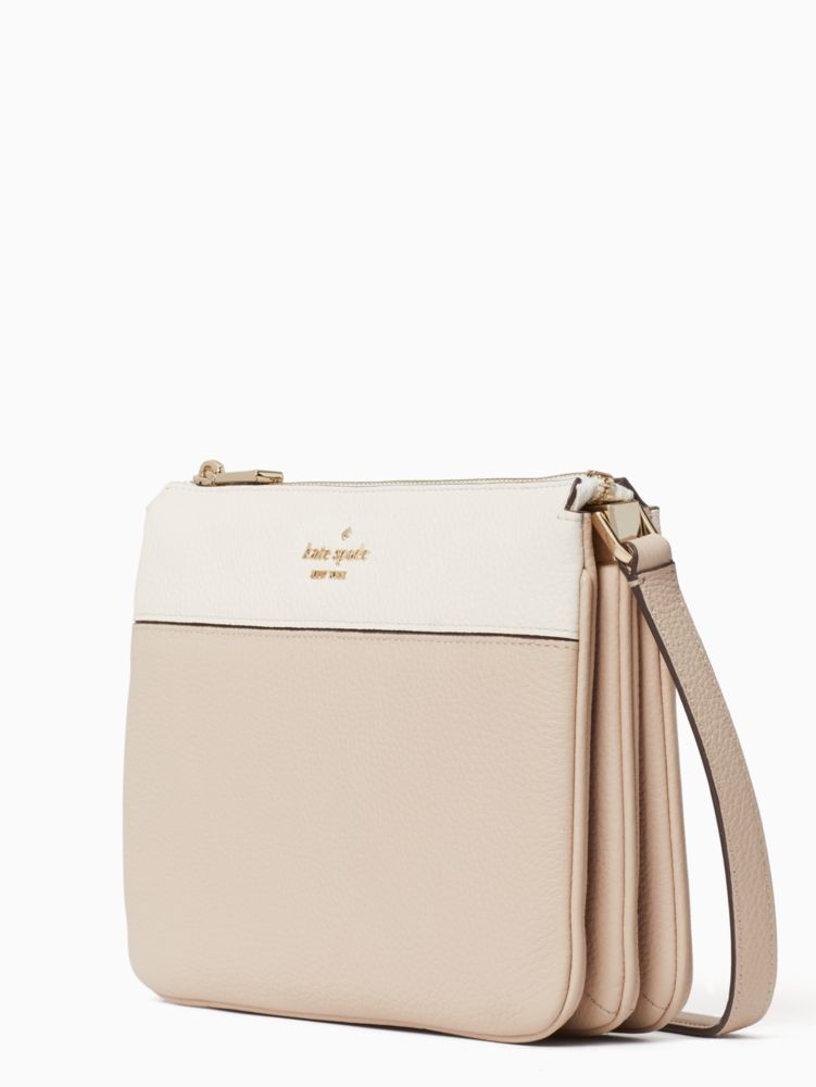Kate Spade,Leila Colorblock Triple Gusset Crossbody,Leather,Crossbody,Color Block,Logo,Metal,Gusset,Casual,