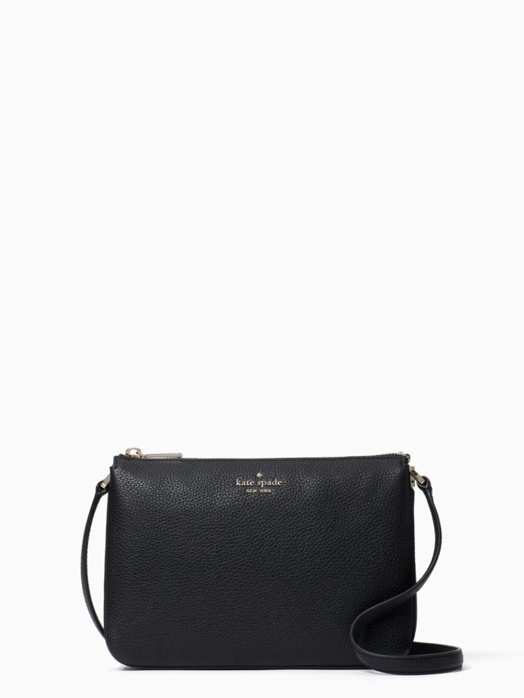 Kate Spade,Leila Triple Gusset Crossbody,crossbody bags,Black