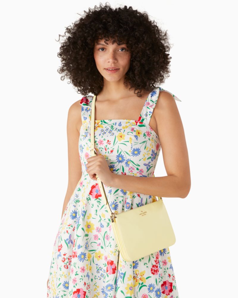 Kate Spade,Leila Triple Gusset Crossbody,crossbody bags,Yellow Margarita