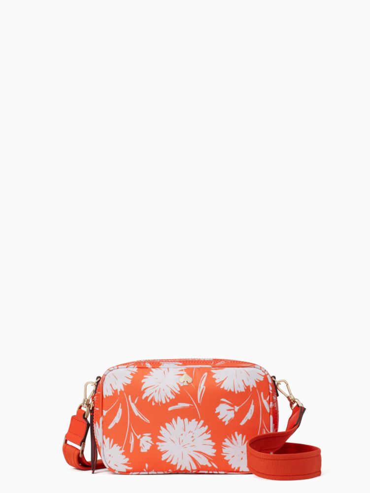 Kate Spade jae small camera bag Double Zip Nylon Crossbody ~NWT~ Daisy  Orange