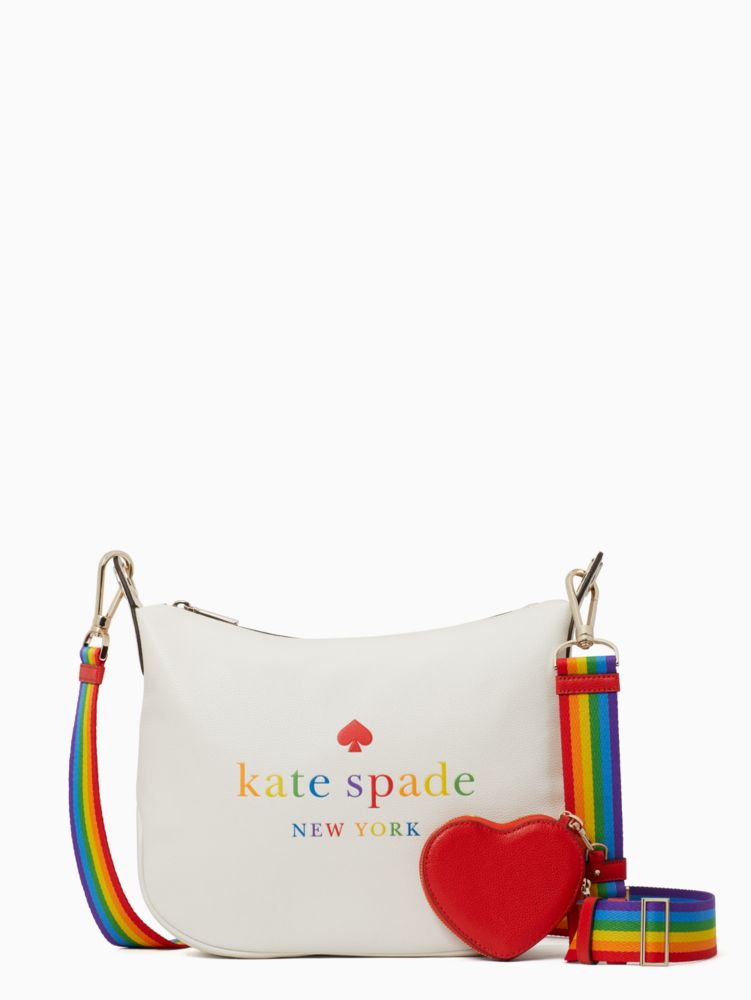KATE SPADE ROSIE CROSSBODY SHOULDER BAG RAINBOW PRIDE WHITE STRIPE HEART  POUCH