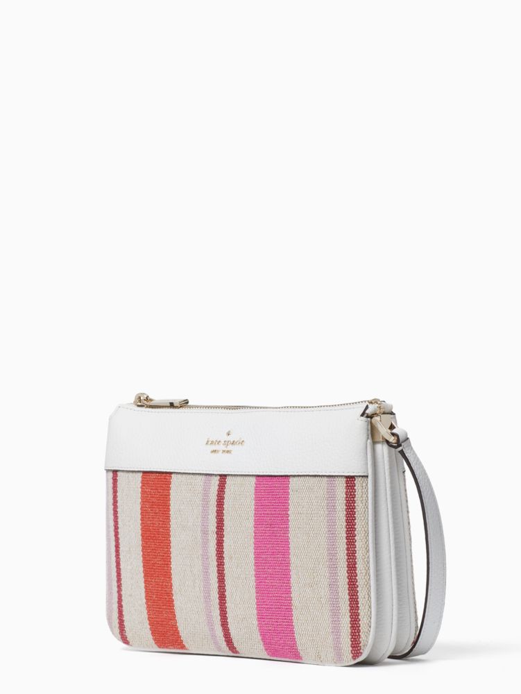 Kate Spade,leila striped canvas triple gusset crossbody,crossbody bags,