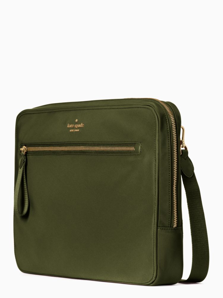 Kate Spade,chelsea nylon laptop sleeve with strap,Enchanted Green