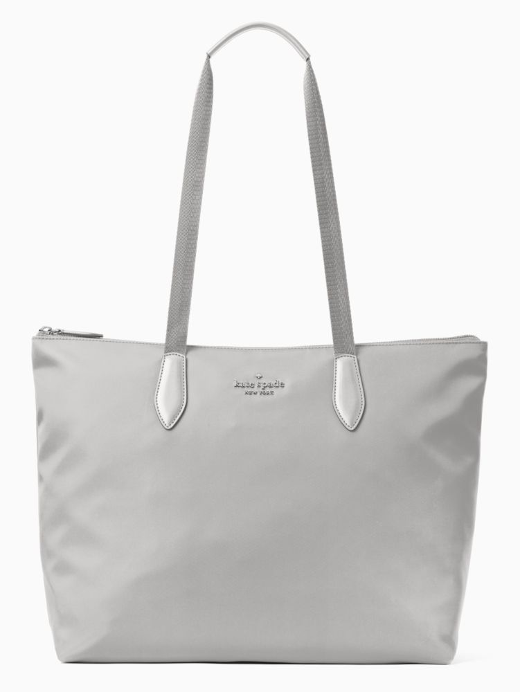 Kate Spade,mel nylon packable tote,tote bags,Nimbus Grey