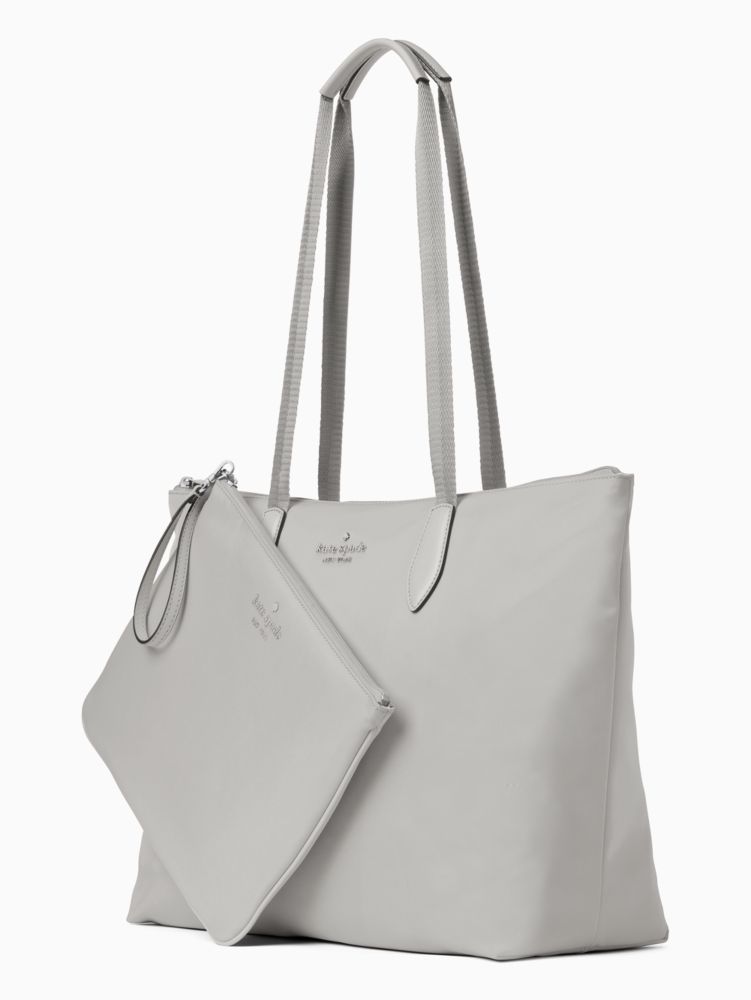 Kate Spade,mel nylon packable tote,tote bags,Nimbus Grey