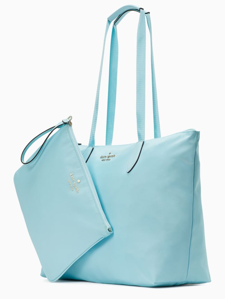 Kate Spade,mel nylon packable tote,tote bags,Aqua Pool