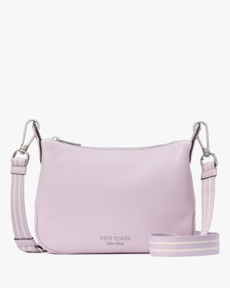 Kate Spade,Rosie Medium Crossbody,Leather,Crossbody,Stripe,Metal,Logo,Lined,Casual,Lavender