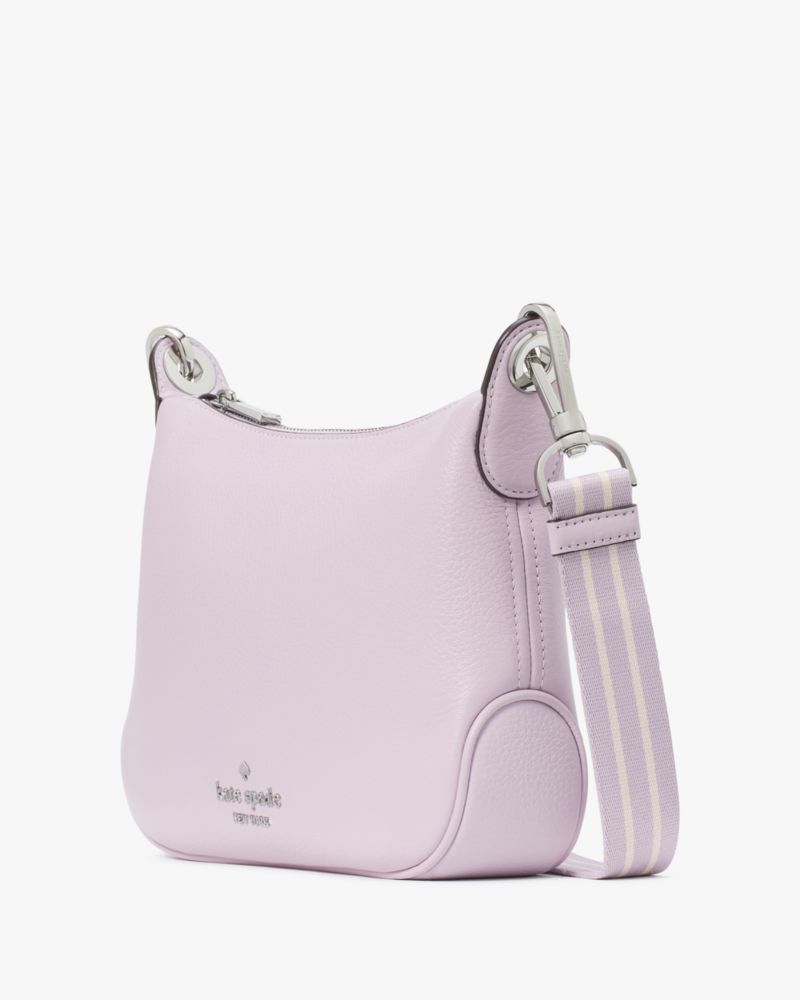 Kate Spade,Rosie Medium Crossbody,Leather,Crossbody,Metal,Logo,Stripe,Lined,Casual,Lavender