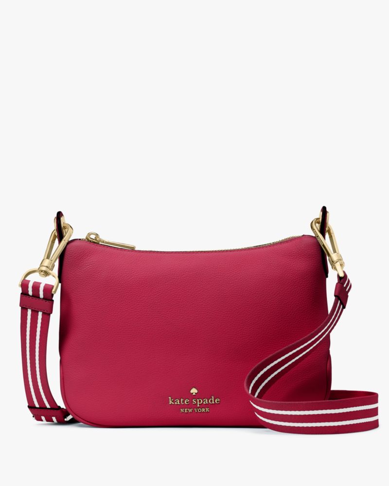 Kate Spade,Rosie Medium Crossbody,Leather,Crossbody,Logo,Metal,Stripe,Lined,Casual,