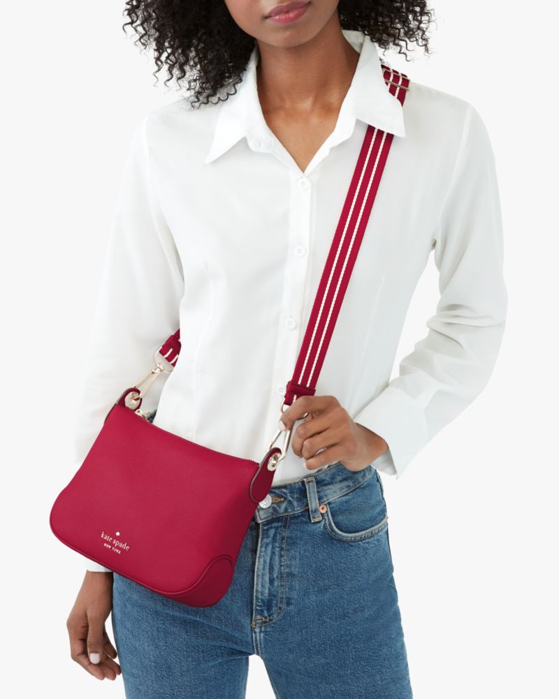 Kate Spade,Rosie Medium Crossbody,Leather,Crossbody,Logo,Metal,Stripe,Lined,Casual,